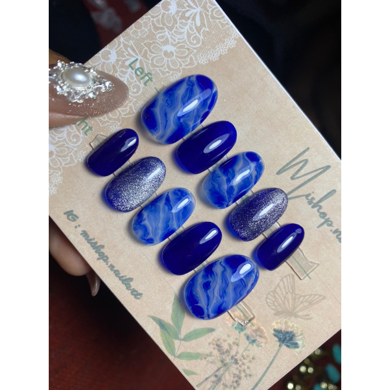 kuku palsu / fake nails / nail wedding /naiilti /presh on nail biru laut
