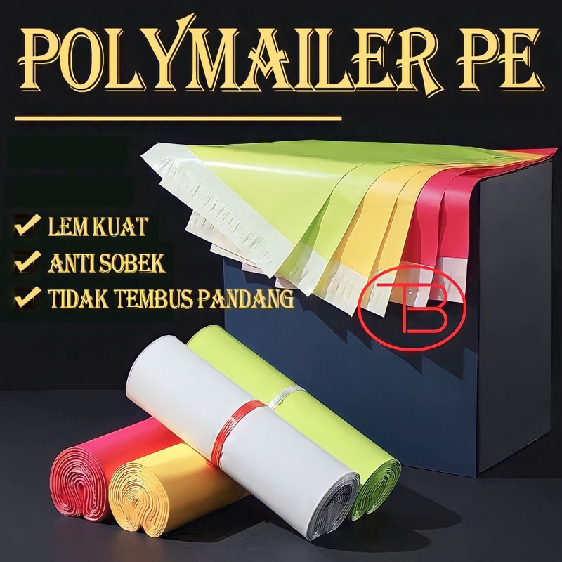 Polymailer Plastik Packing LDPE 20X30CM Hitam Glossy Isi 100PCS