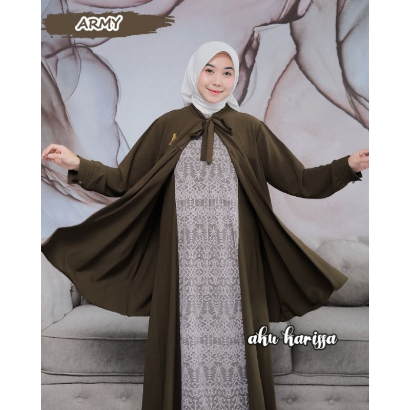 NIVA OUTER ORI AKU KARISSA DRESS KEKINIAN BAHAN CRINGKLE KOMBINASI BRUKAT MALIKA