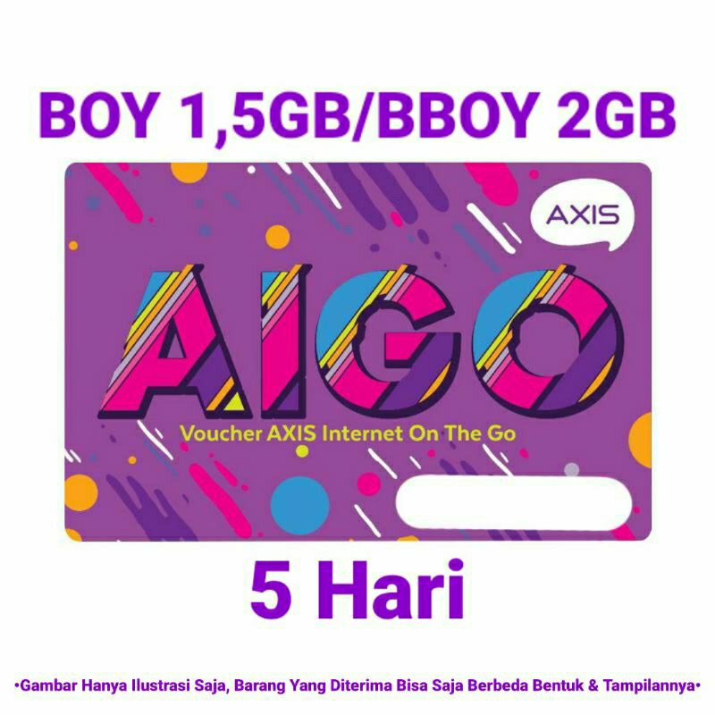 Voucher Fisik Paket Data/Kouta Axis Boy Mini 1.5GB/BBOY 2GB, 5 Hari