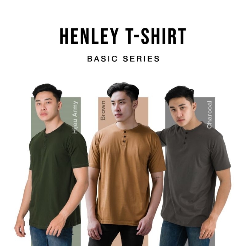 MANLY Kaos Polos Kancing / Kaos Polos Henley / Kaos Polos Hanley / Kaos Polos