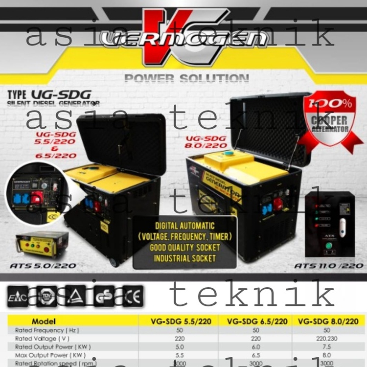 Genset silent diesel otomatis 5 kva - 10 kva Vermogen Heavy Duty