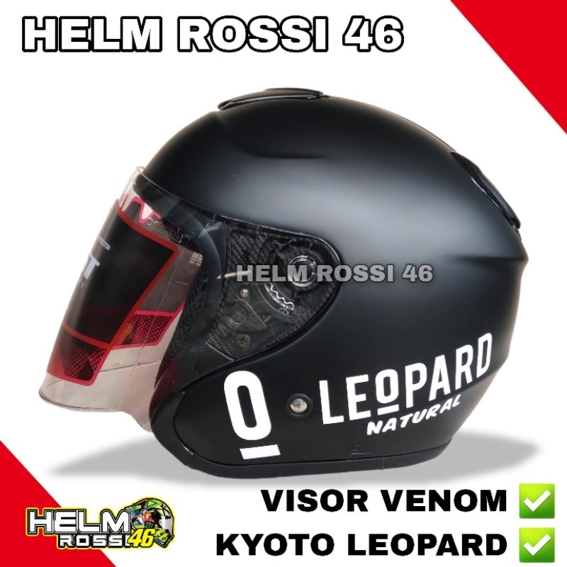 Helm Kyoto Priest Osaka LEOPARD HITAM DOFF Solid - Visor Venom Original Free Box Packing