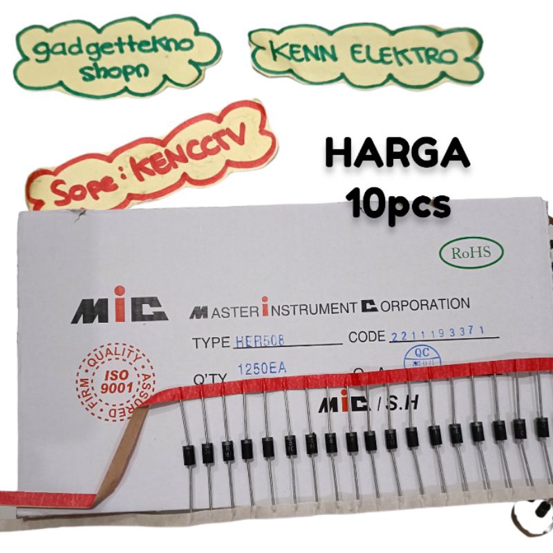 dioda ultrafast 5a her508 mic original (HARGA 10PCS)