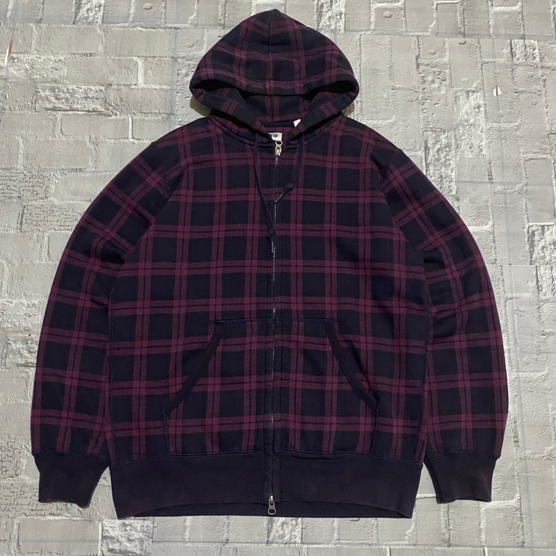 Hoodie Zipper Uniqlo Tartan