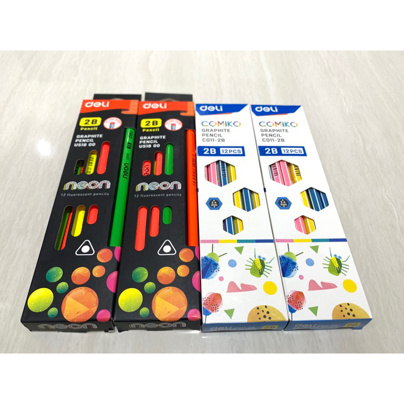 

deli pencil 2B graphite pensil 2B serut dengan penghapus