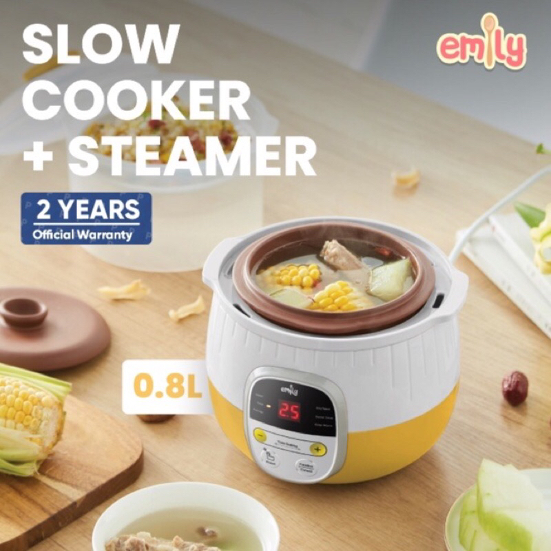 [READY] Emily Slow Cooker + Steamer Claypot  0.8L (tanah liat)