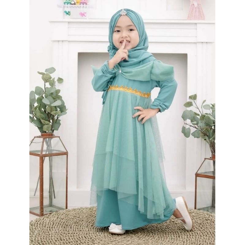 GAMIS PRINCESS SET HIJAB JILBAB QUEEN DRESS INCESS ANAK USIA 0- 9 TAHUN BY Rumah Ara