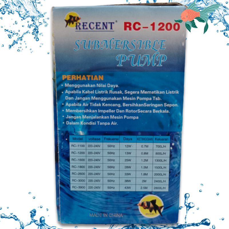 Pompa Kolam Aquarium RECENT RC 1200