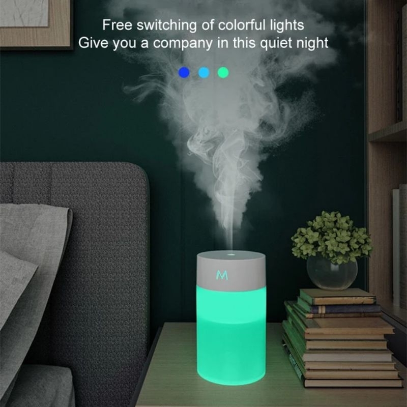 H2O Mini Air Humidifier Diffuser Aromatherapy Portable 7 Warna LED RGB 260ml Pengharum Ruangan Pelembab Udara Purifier Oil Burner Essential Oil Penjernih Udara Aroma Terapi Minyak Esensial