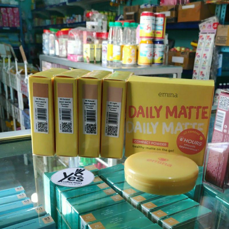Emina Compact Powder Tempat + Kaca daily Matte 11g UV Filter lightweight BEDAK Wajah Muka PADAT 01 Light 02 Natural 03 Caramel 04 Mocca
