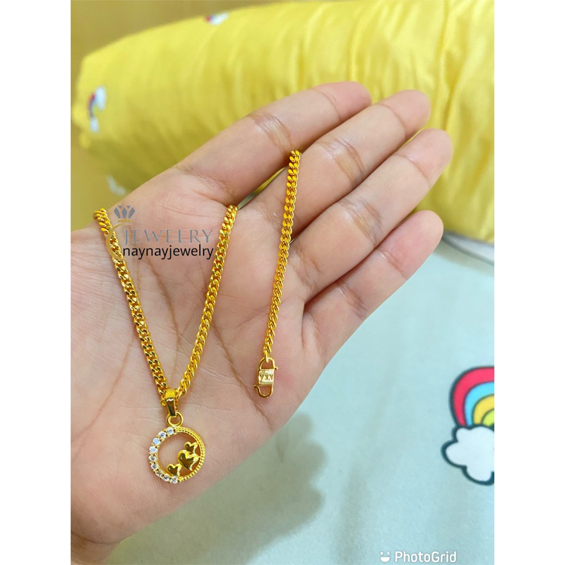 Kalung koin 91 warna 24k / Lempis bulat mata uk 45cm