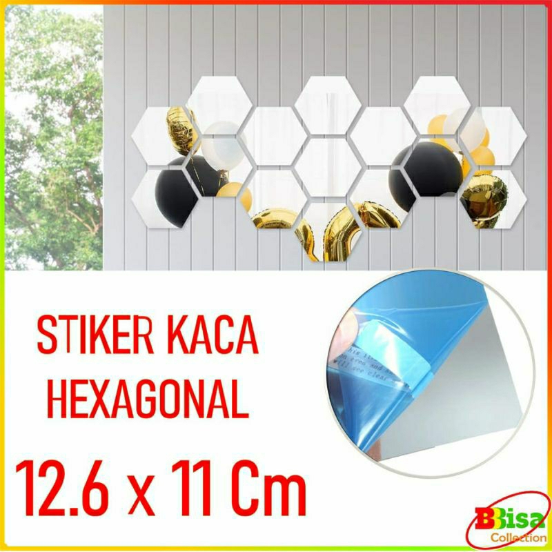 Sticker Kaca Cermin hias anti pecah / Stiker hexagonal