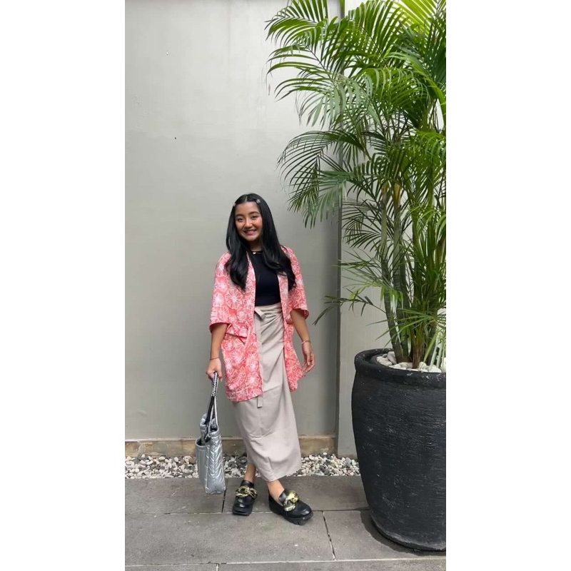 [READYSTOCK] Outer / Cardigan Scarf motif rayon (A)