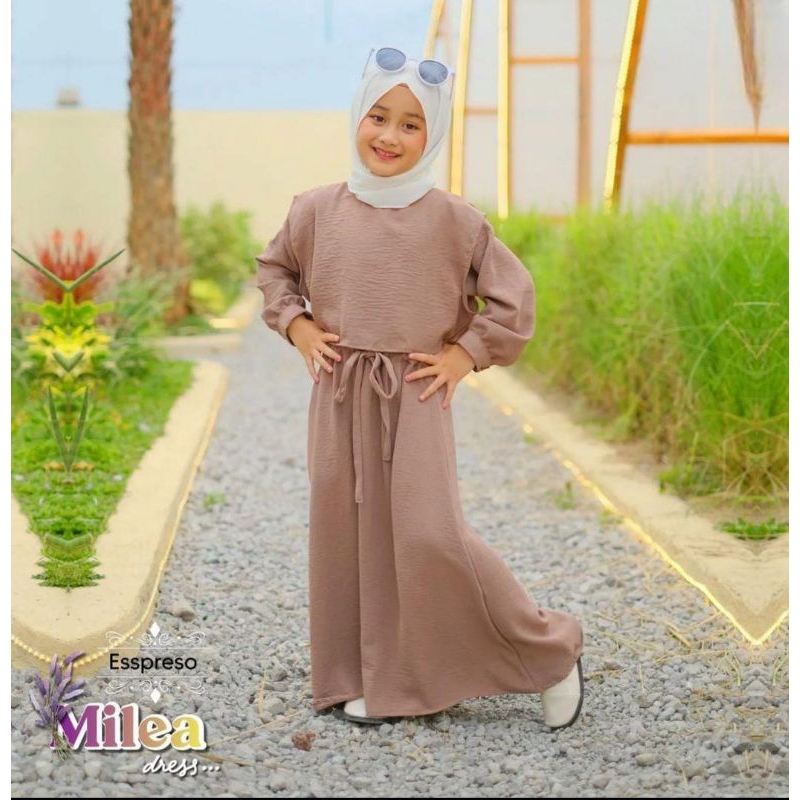 GAMIS ANAK MILEA crinkel airflow(muslim anak terbaru terlaris kekinian)Dress anak S M L XL