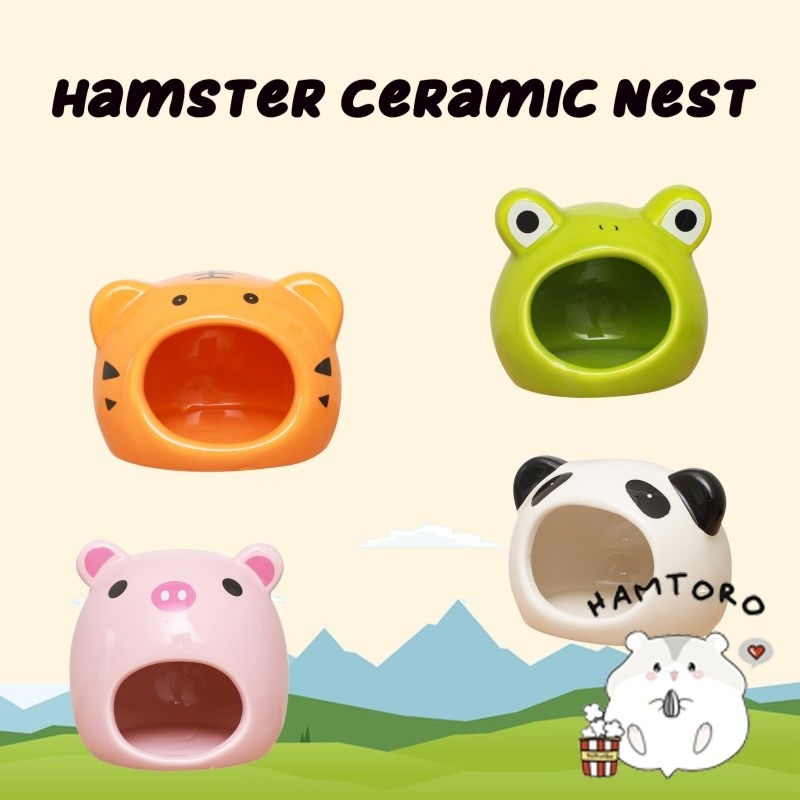 Animal Ceramic Hamster Nest Rumah Mainan Hamster Motif Hewan