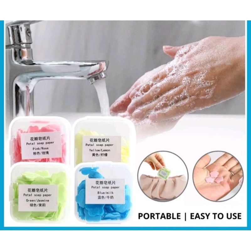 SABUN KERTAS MINI MOTIF BUNGA / PORTABLE HAND SOAP UNTUK TRAVELING / SABUN CUCI PEMBERSIH TANGAN