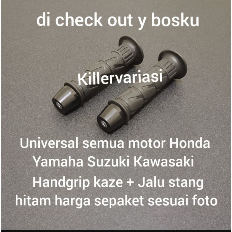 Handgrip handfat Kaze + Jalu stang hitam Mio beat vario Scoopy Vixion Byson Jupiter MX Supra kharisma Blade smash dll