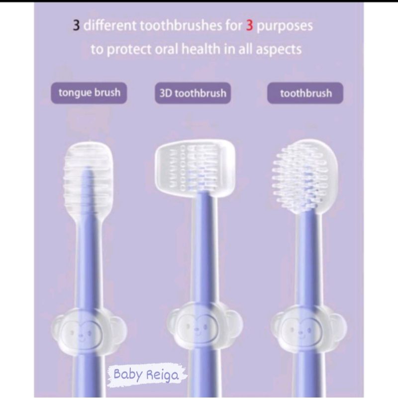 3 in 1 Sikat Gigi Bayi silikon / Sikat lidah bayi bahan silicone