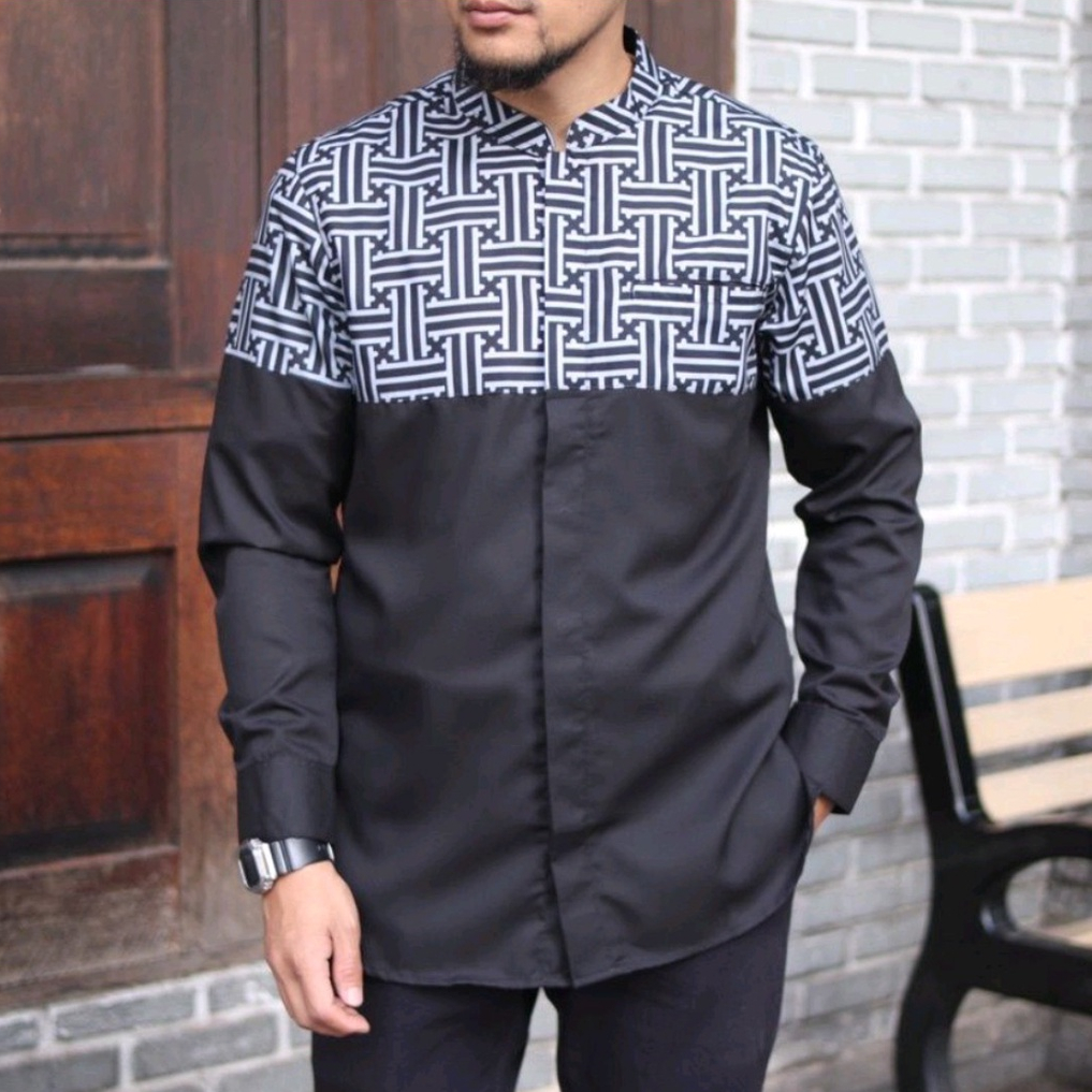 Baju Koko Ridwan Kamil Kurta Batik Kombinasi Sublim Kemko Kadam