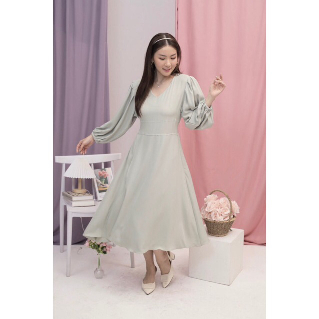 Safi Dress - Maxi Dress Korea Tangan Panjang Puffy Sleeves / Dress Hijab Panjang