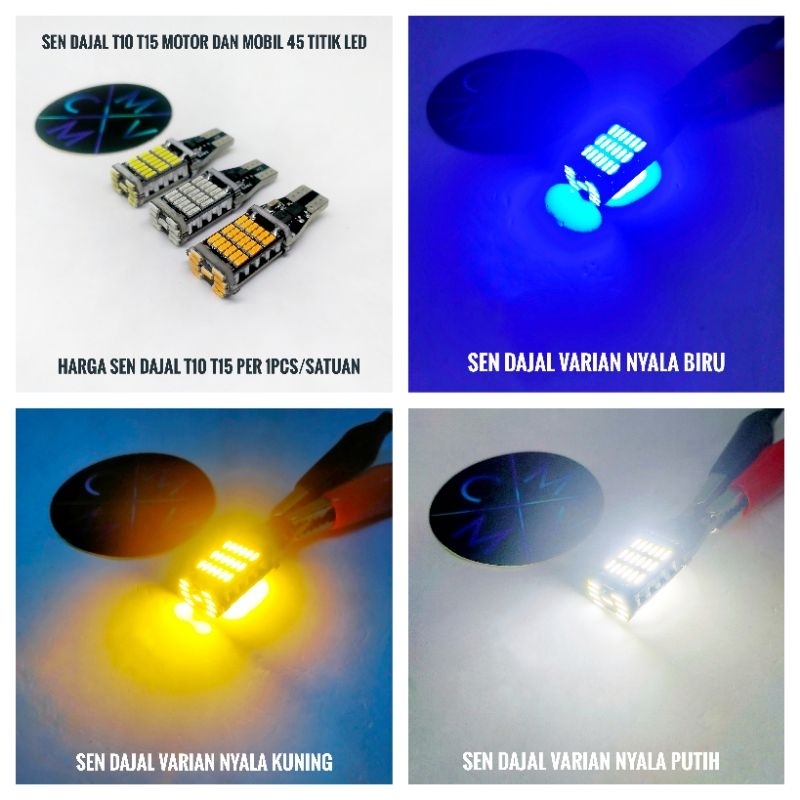 [SUPER TERANG] LAMPU T10 T15 W16W 45 LED SEIN DAJJAL motor mobil / lampu kota mundur senja sen colok led dajal canbus 45 titik