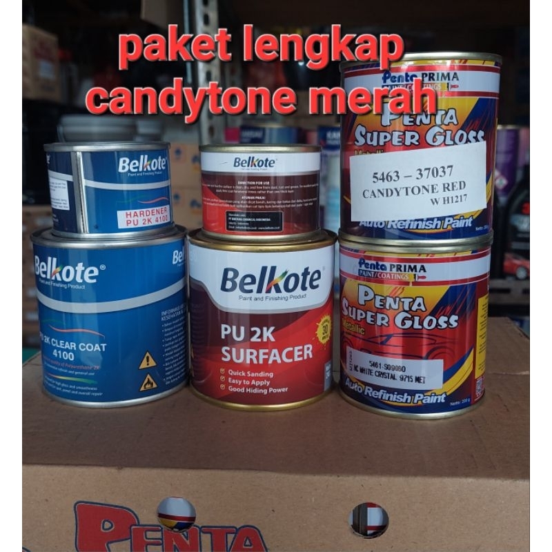 CAT PAKET LENGKAP PENTA SUPER GLOSS CANDYTONE RED - CANDY MERAH