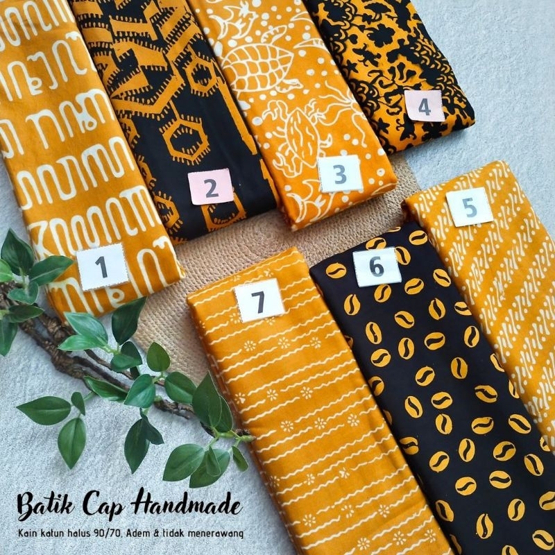 Kain Batik Cap Garutan Handmade Warna Kuning Jarik Kebaya Kode 1530 Couple Sogan Lawasan Seragam Bri