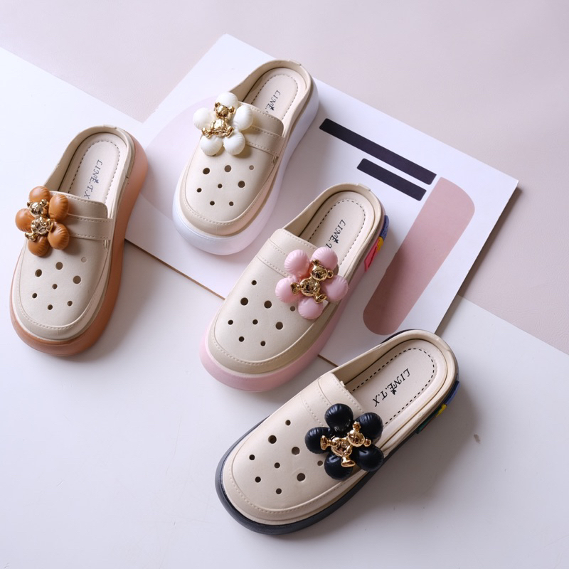 Flower Bear Slip On Sandal / SANDAL WANITA TERBARU