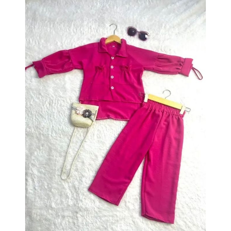 SETELAN CROPTOP SERUT ANAK CRINKLE 2-9THN / SETELAN ANAK PEREMPUAN