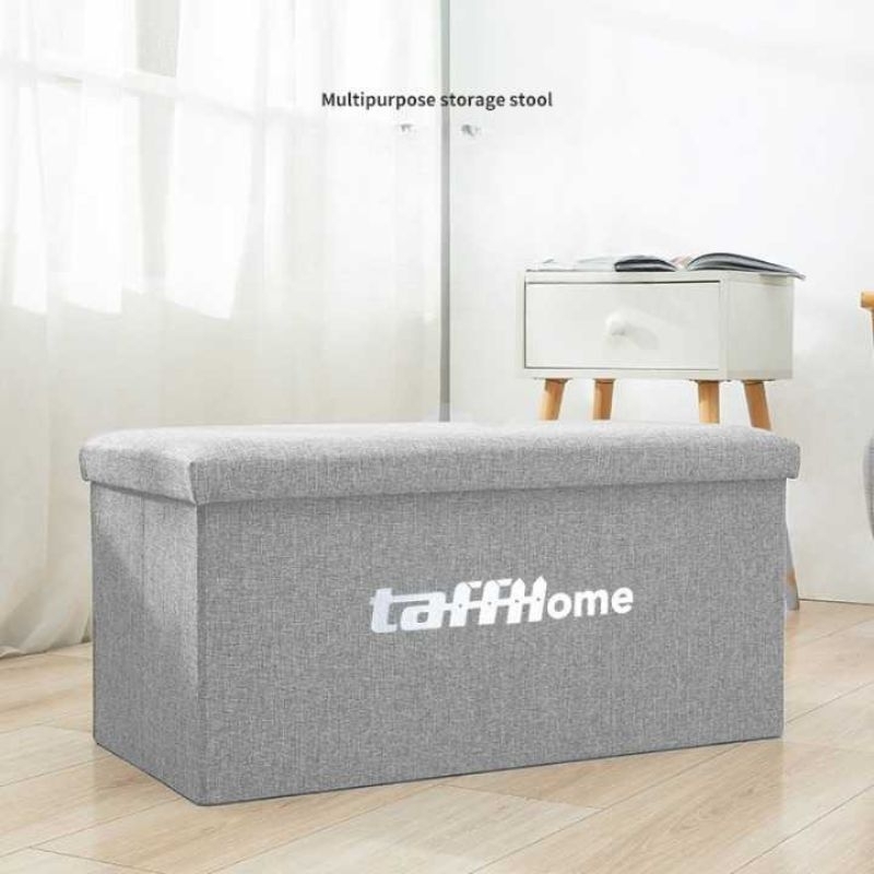 TaffHOME 76x38x38cm Sofa Kotak Penyimpanan Barang Foldable Storage - L1705 Gray 76 x 38 38 cm