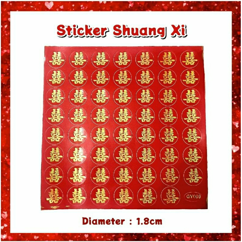 

Sticker Shuang Xi Stiker Shuangxi Double Happiness Dekorasi Sangjit Wedding Teapai
