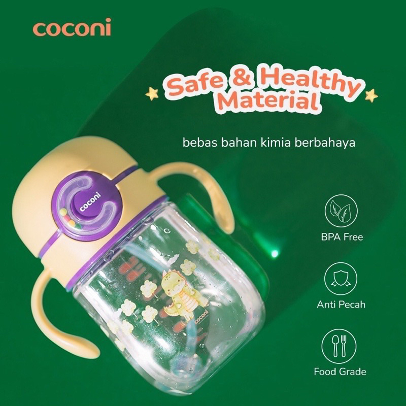 Coconi Tritan Weighted Straw Cup 270ml Botol Minum Anak Tritan dengan pemberat