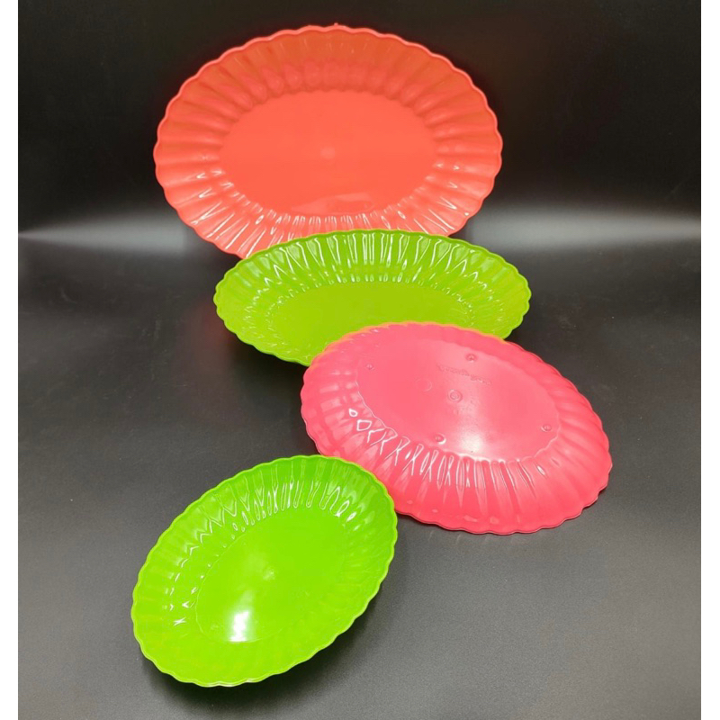 piring plastik oval motif cangkang kerang uk 8 , 10, 12 / wadah saji / Wadah kue / Piring oval / Piring cafe / Piring makan serbaguna