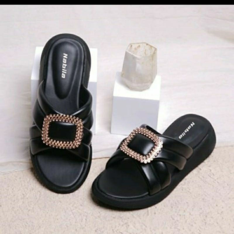 Sandal wedges wanita cantik kekinian platform sandal empuk DR22