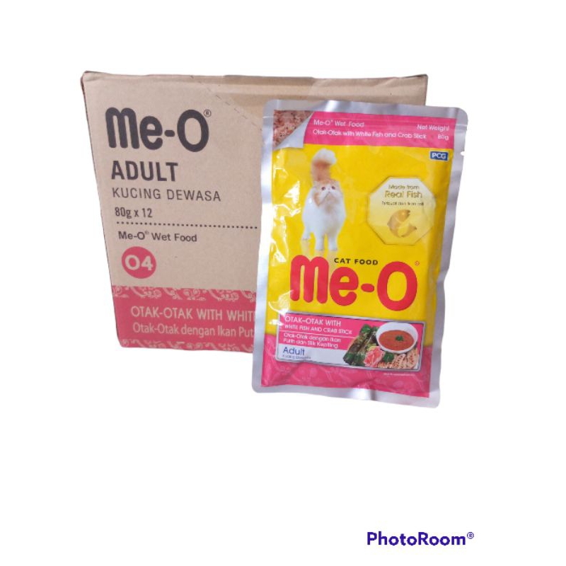 

( 1Box 12pcs ) Meo sachet Rasa Otak - Otak ikan putih stik kepiting 80gr