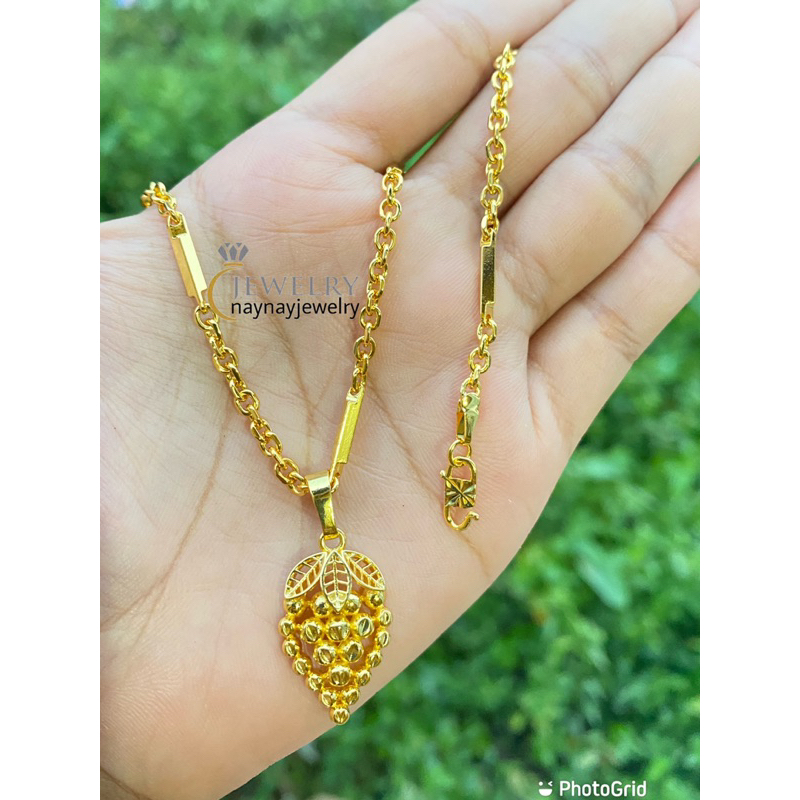 Kalung Koin 2 suku warna 24k anggur sedang