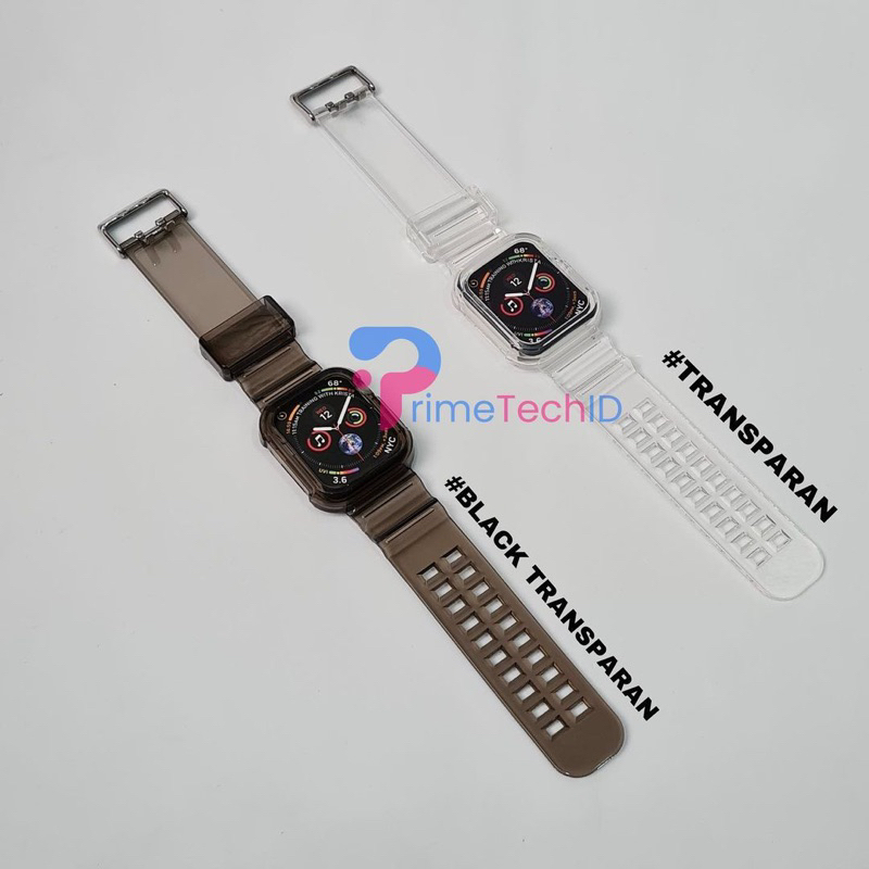 Strap Apple Watch iWatch Clear Bening Transparan Black Transparan 9 8 7 6 5 4 3 2 1 SE 44 42 41 45 40 38 IWO HW T500 T55 T500+