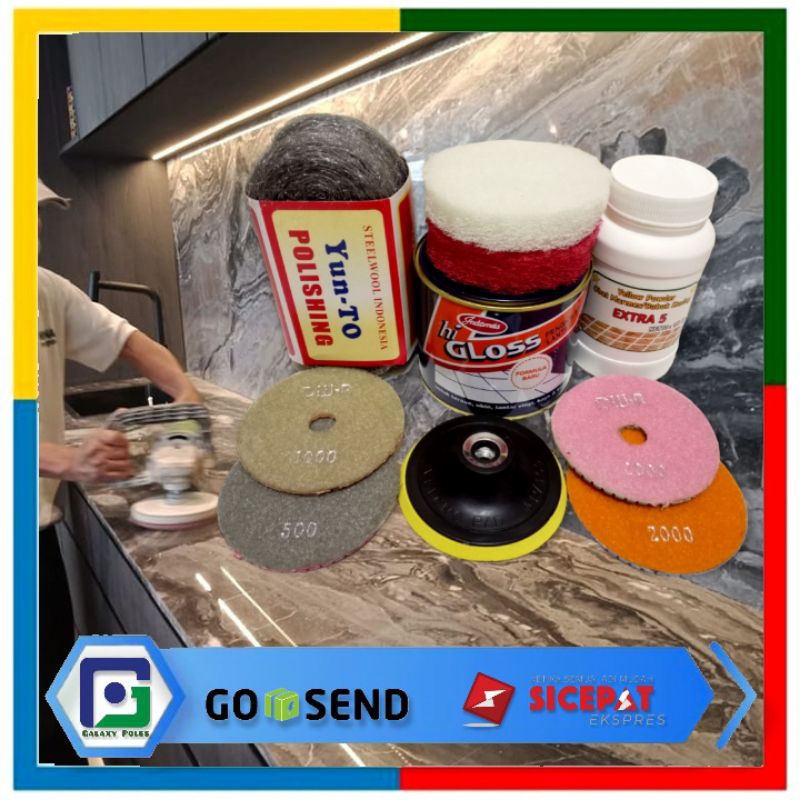 Paket Bahan Poles Meja Marmer - untuk Mesin Gerinda