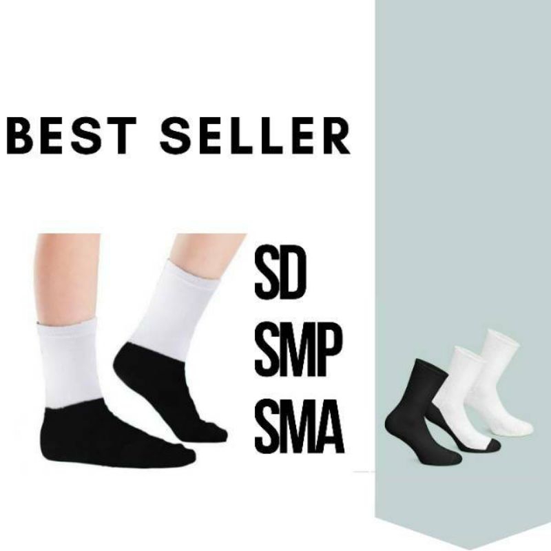 kaos kaki sekolah hitam dan putih sd smp sma