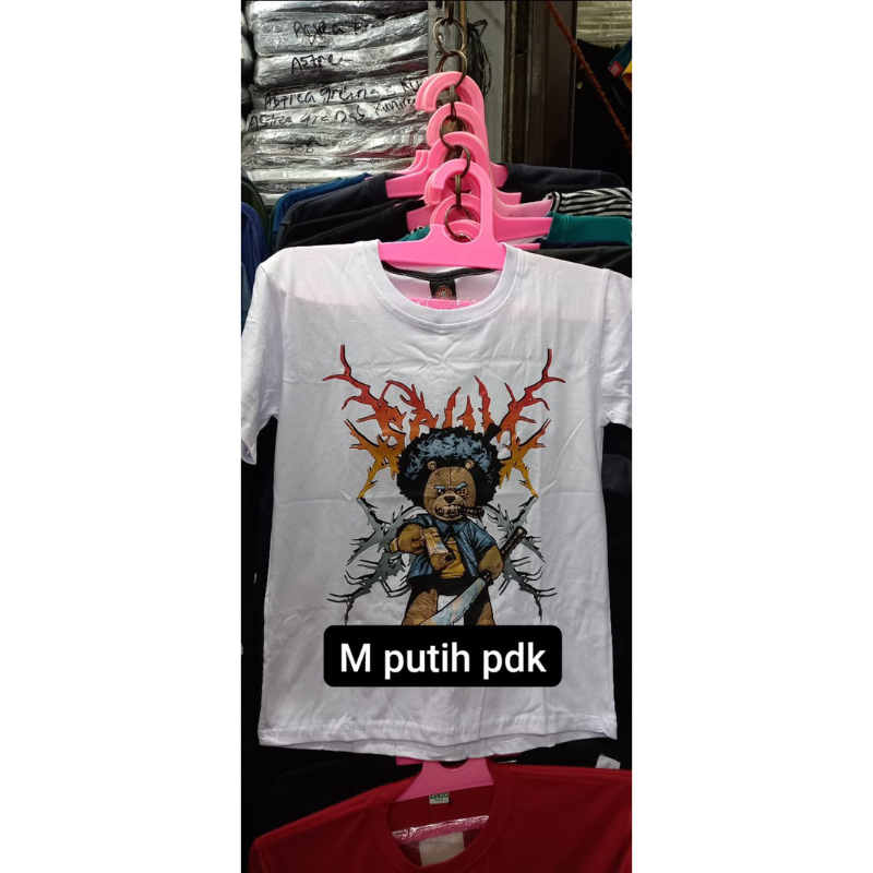 KAOS ANAK TANGGUNG MOTIF TEDDY BEAR PUTIH KIDS