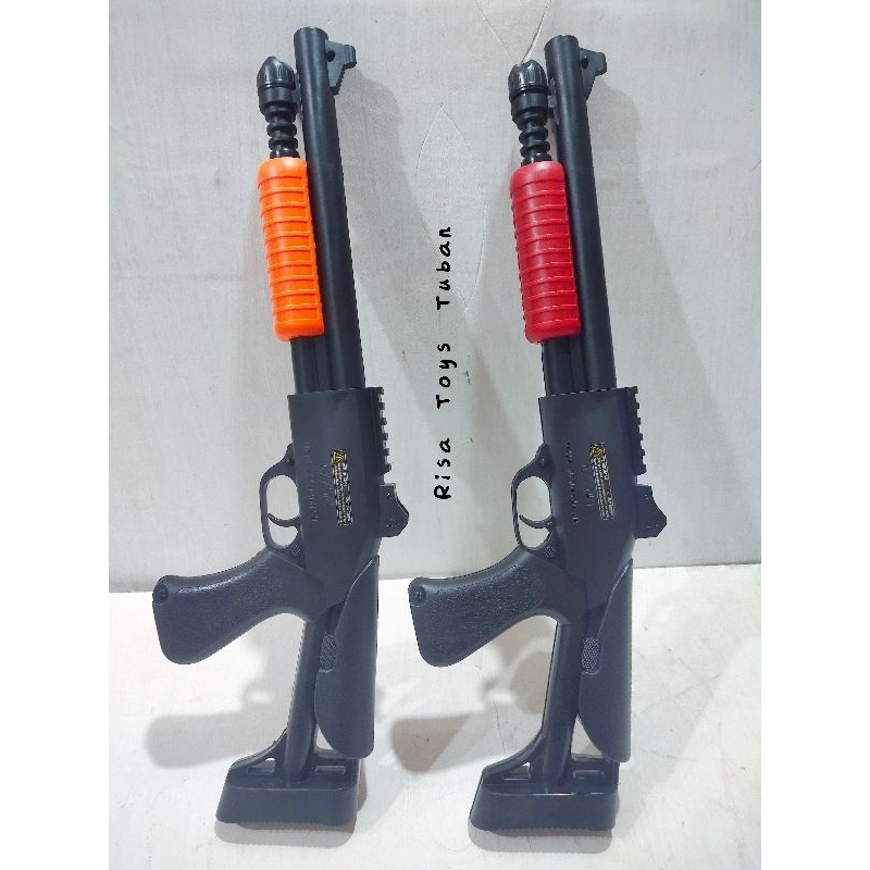 Mainan anak tembak kokang shotgun pakai peluru/cocok buat tembak burung, tikus, dll