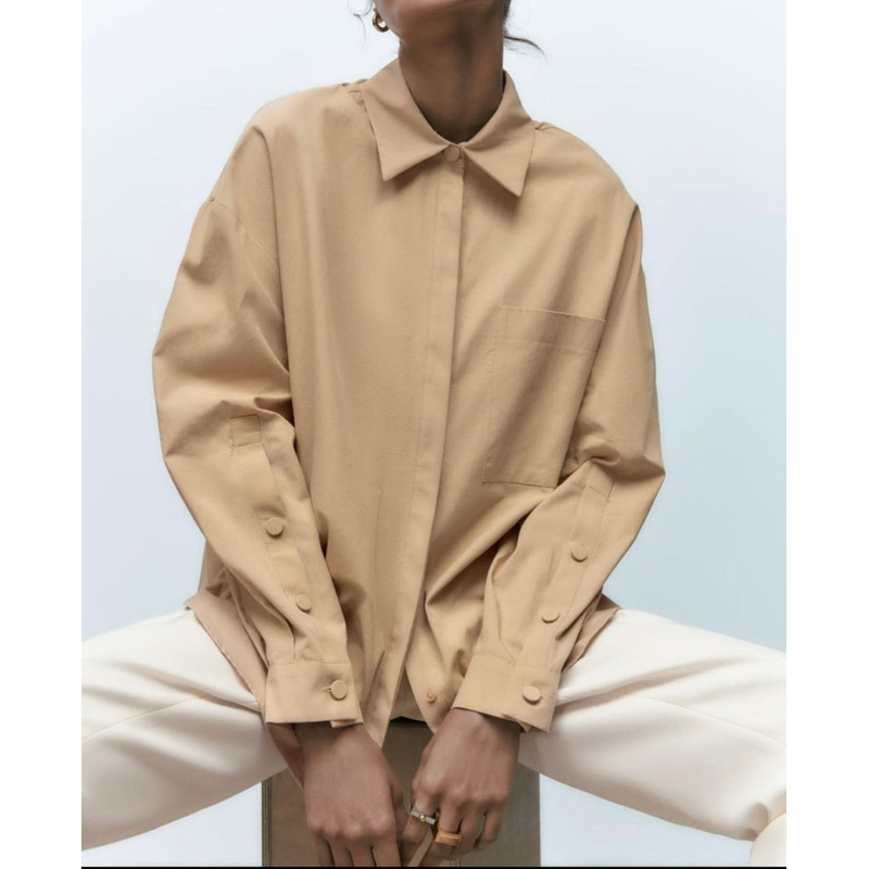 zara poplin cream shirt