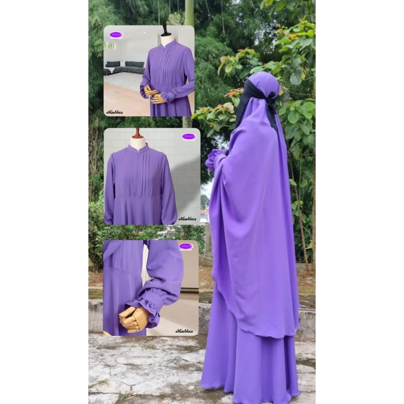 PRE ORDER||MANOSIX SET RUMAH HAFIDZAH (RH) GAMIS POLOS SYAR'I SET ABAYA ALINE UMBRELLA