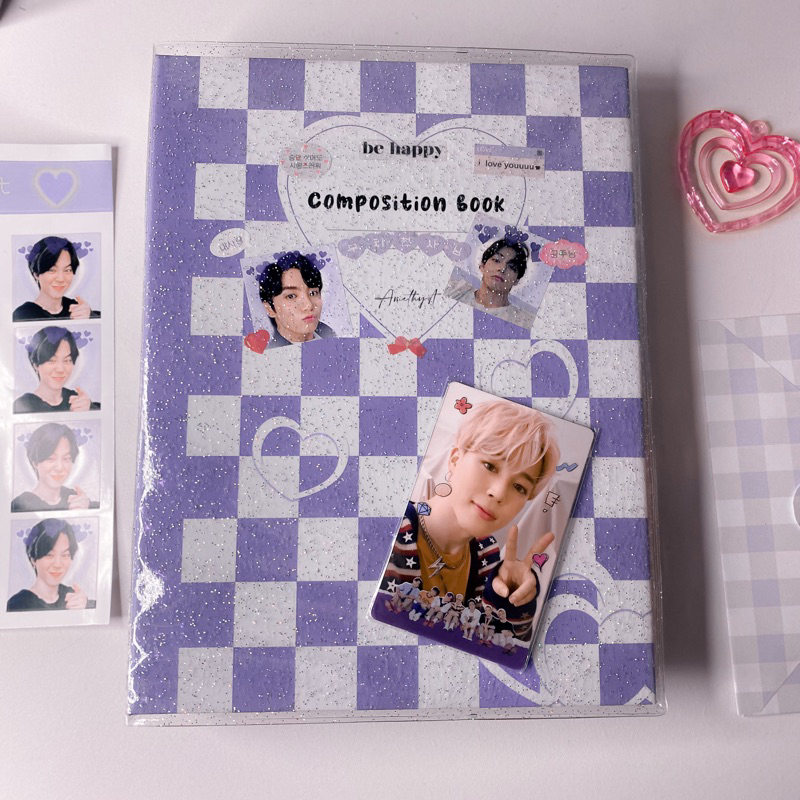 

Composition Book Binder Photocard Checkered Amethyst