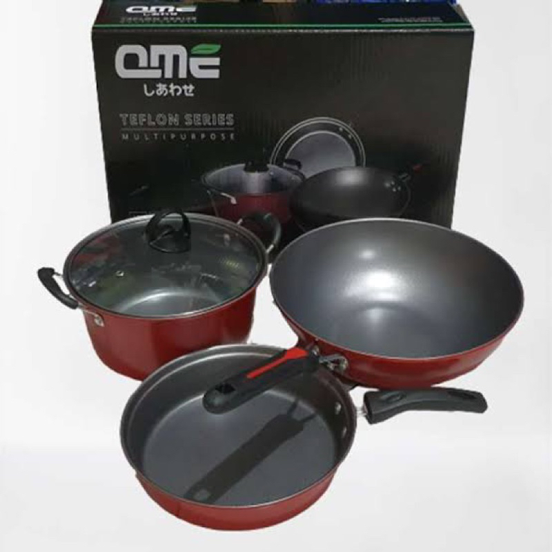 Panci Set QME 3 in 1 / Teflon QME Anti Lengket / MURAH