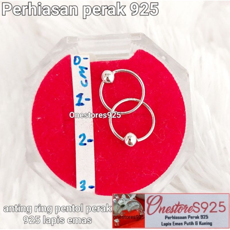 ANTING PERAK ASLI SILVER 925 BAYI RING PENTOL LAPIS EMAS PUTIH