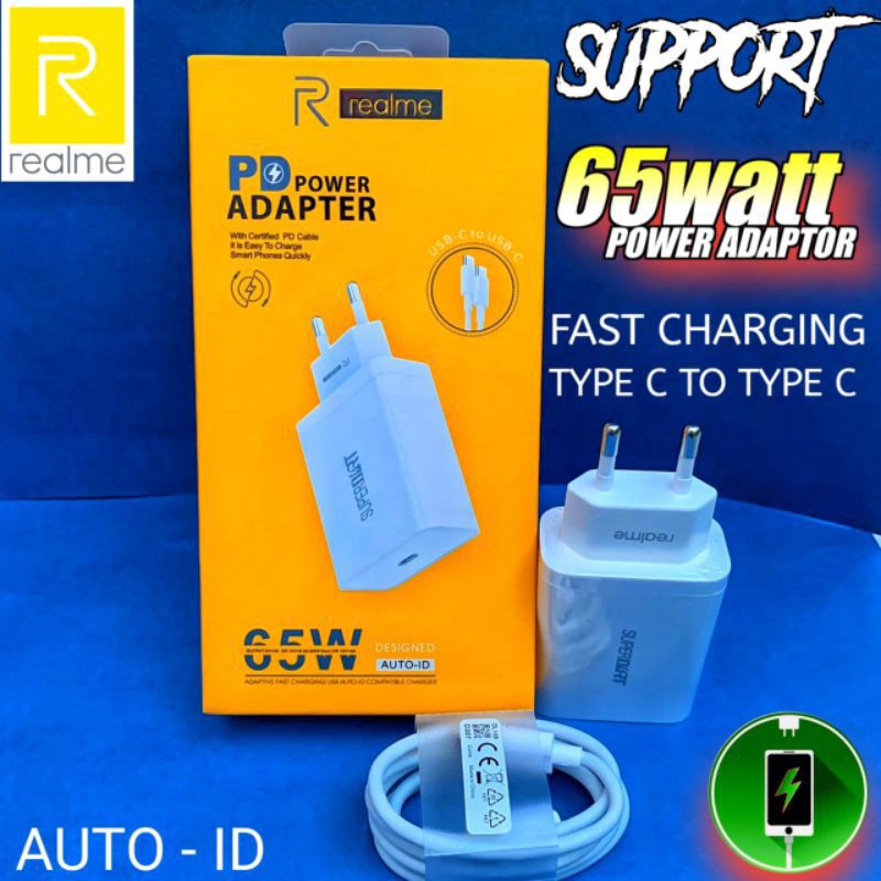 ORIGINAL CHARGER CASAN CAS REALME 65 WATT TYPE C To C Super Vooc 65W Super Dart Realme X X50 XT X2 7