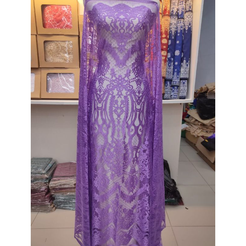 kain brokat renda semi prancis benang kristal super