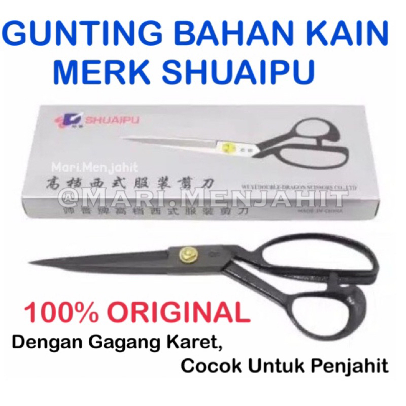 Gunting Potong Bahan Kain Shuaipu Baja Besi Pegangan Karet - High Quality 8&quot; 9&quot; 10&quot;